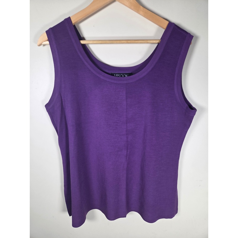 Misook Tank Top Women XL Purple Knit Sleeveless Scoop Neck Classic Career Office